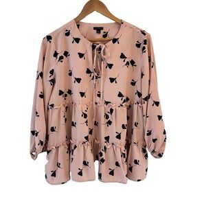 Ann Taylor‎ Pink Ruffle Top Womens Size S Tiered Peplum Feminine Valentines